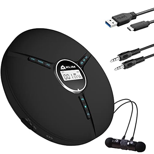 KLIM Discman Reproductor CD portatil con batería Interna - Incluye Auriculares KLIM Fusion - CD Player Mini Compacto, Personal, Compatible con CD-R, CD-RW y MP3 - Negro | Ya disponible en tu tienda friki favorita! En mundofriki.es!