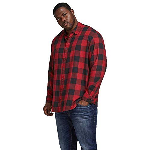 Jack & Jones Jjegingham Twill Shirt L/S Noos Camisa, Hombre, Color Rojo, M