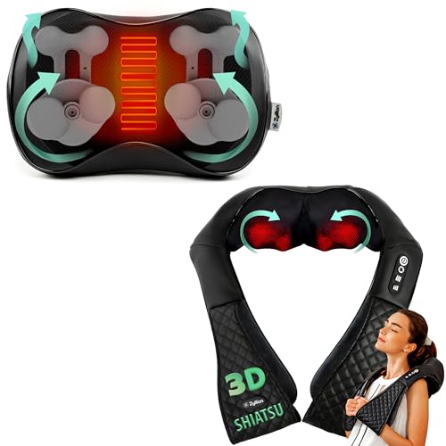 Zyllion Shiatsu Neck Massager (Black) and Shiatsu Back Massager (Black) Bundle