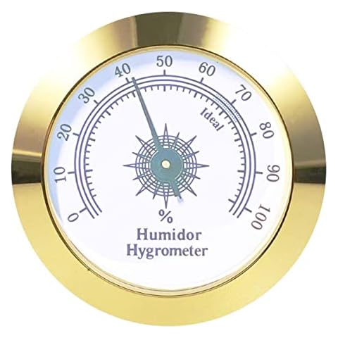 Cigar Hygrometer, Anync Round Hygrometer for Cigar Humidor, Cigar Box/Cigar Cabinet 2 inch Diameter Gold Cover