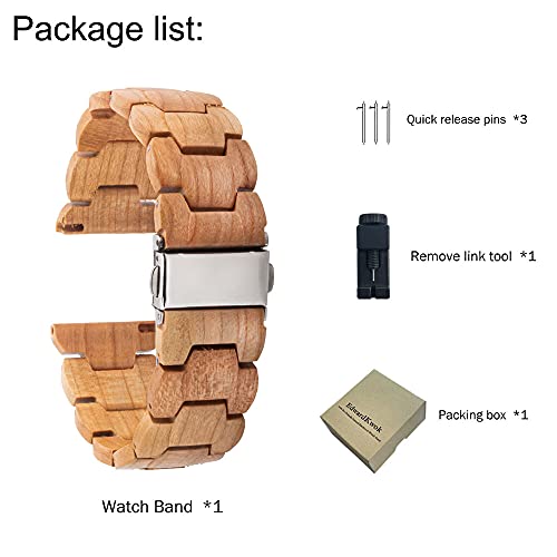 Edwardkwok Wood Watchband 20Mm For Samsung Gear S2 Classic ,Samsung Galaxy 42Mm/ Galaxy Watch Active 40Mm/Active 2 40Mm 44Mm/Galaxy Watch 3 41Mm Smartwatch Strap Bracelet Environmental Protection Hardwood Wristband (Walnut, 20Mm) #TOP5