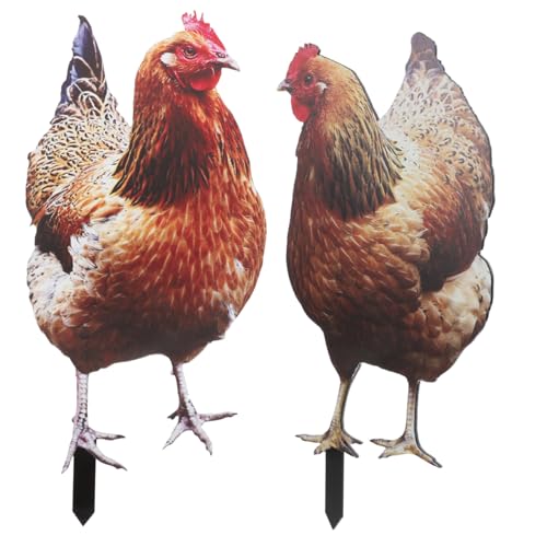 Yardwe 2 Stück Huhn Deko Hühner Gartendeko Hühner Deko Lebensechte für Draußen Draußen Rasen Hofdekoration