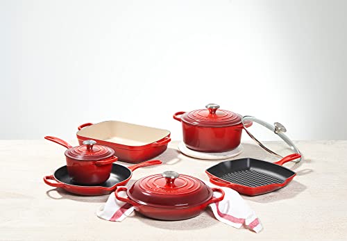 Le Creuset Signature Enameled Cast-Iron Cookware Set, 10-Piece, Cerise #TOP1
