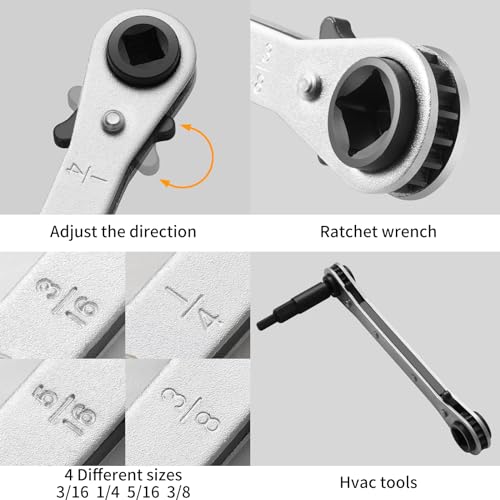 Image of Service Wrench HVAC,3 /16 inch-3 /8 inch 5 /16 inch x 1 /4 inchValve Wrench with Hex Adapter