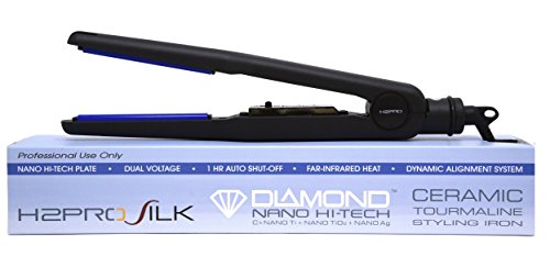 H2PRO Silk Titanium Ceramic Tourmaline Treated Plates Styling Iron Straightener 4/10'' Black SR410