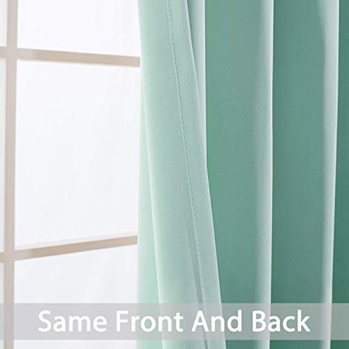 Yakamok Treatment Blackout Thermal Insulated Room Darkening Solid Grommet Curtains/Drapes for Bedroom,Bonus 2 Tie Backs Included (Aqua,52x84-inch)