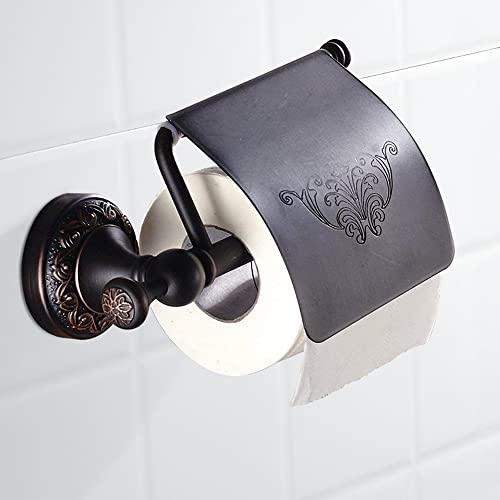 Leyden Bronze Toilet Paper Holder, Oil Rubbed Bronze Tissue Roll Holder Storage With Cover For Bathroom #TOP1