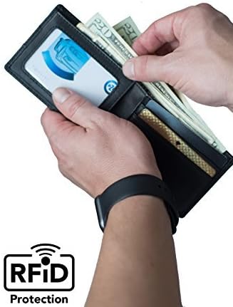 PDTXCLS Aeiniwer Slim RFID Blocking Wallet, Secure & Stylish Genuine Leather Wallet for Men! Front Pocket Wallet with ID Window! Keep Identity & Credit Cards Safe!