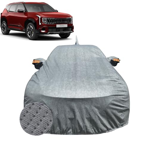 Image of Car Cover Compatible for Kia Seltos (2026) | 100% Waterproof Cover with Antenna & Reflective Mirror Pockets | Dustproof, Scratchproof, Heatproof Seltos Car Cover |Soft Cotton Lining| Grey