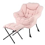 FANTASK Poltrona con braccioli, tasca laterale e poggiapiedi, poltrona lounge (rosa)