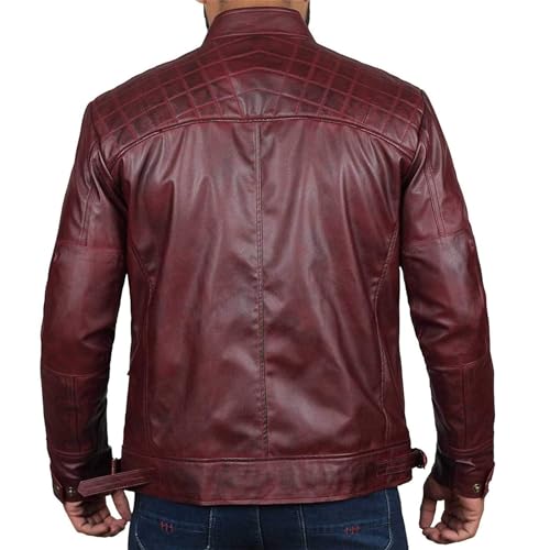 JEsilunmaMY Mens Distressed Punk Leather Jacket Vintage Stand Collar Motorcycle Bomber Jacket Casual Sport Moto Biker Coat3