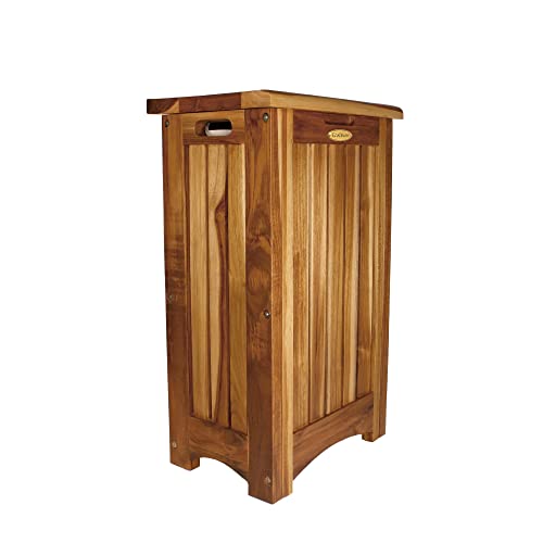 DecoTeak Solid Hamper in Natural Teak, 15 inch W x 12.5 inch D x 16 inch H