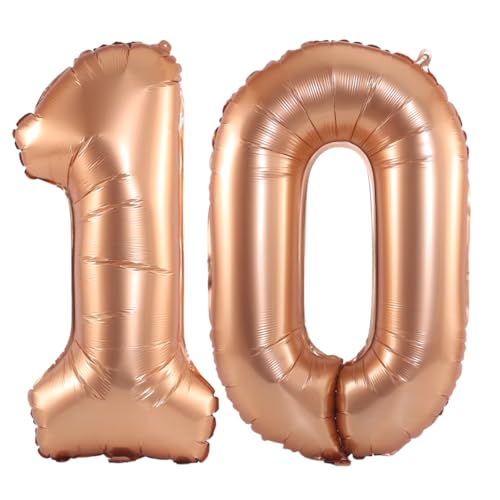 Image of Number 10 Balloon Foil Mylar Balloons for Birthday Party Decoration (Orange, 40 Inch)