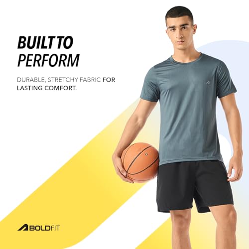 Image of Boldfit Gym T Shirts for Men Workout Breathable T Shirt for Man Active Wear Sports Tshirt for Men Lightweight Gym Tshirts for Man Dry Fit Running T Shirts for Boys Regular Fit Sports Tshirts