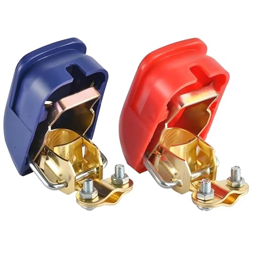 NXPUXP 1 Pairs Bornes de Batterie de Voiture,12 V Cosses Batterie Serrage Rapide,Convient à la Plupart des Voitures et Camions(Rouge et Bleu)