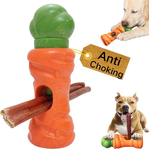 YXIRENE Dog Bully Stick Holder Safe Chew Toy for Aggressive Chewers Fun Carrot Design Prevents Choking Long-Lasting Treat Time Ideal for Small to Large Dogs (Carrot Style-7in)