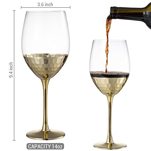 Mygift KIT3052BAS-X4 Modern Brass Tone Stemmed Wine Glasses, Set Of 4 Dinner Party And Wedding Event Stemware Glasses thumb #4