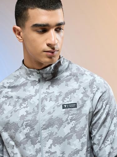 Image of TECHNOSPORT Men's Slim Fit Printed Regular Jacket With TS Flexi, SPF50+, Quick Dry for Regular Use