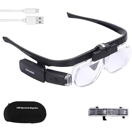Amazon.com: YOCTOSUN Lupa de cabeza recargable, lupa de montaje en cabeza  manos libres con 3 lentes desmontables y 2 luces LED, grandes lupas para  pasatiempos y manualidades : Arte y Manualidades