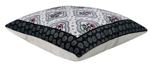 Image of Nendle Printed Holland Velvet Cushion Covers Set of 5, 16 x 16 Inches (40 x 40 cm), Decorative Sofa Cushion Cover with Zipper Closure, Floral Geometric Abstract Bohemian Designs, Multicolor