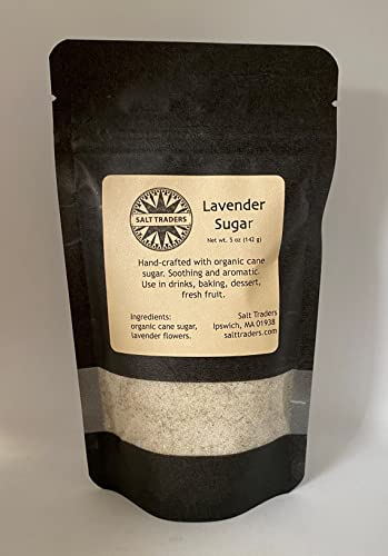 Salt Traders Lavender Flavored Cane Sugar - 5 Oz Rice Paper Zip Bag #TOP18