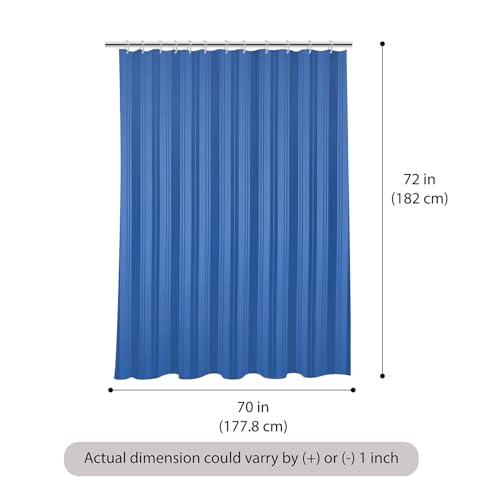 Image of Wakefit Shower Curtain 6 Feet | 14 Free Hooks | No Plastic Smell | Waterproof Bathroom Curtain | Curtain for Balcony | Machine Washable Fabric | Blue Stripes | Height 6ft & Width 6ft | Very Premium