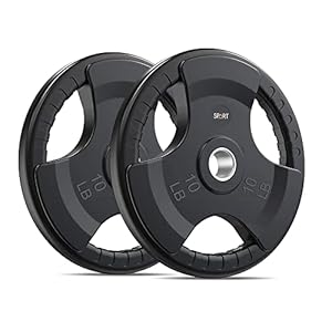 SPART Weight Plate 2-Inch Rubber Coated Olympic Grip Plate for Barbell,Solid Cast Iron Weight Plates in Pairs or Single for Strength Training,Weightlifting,Crossfit,Home Gym(5LB/10LB/25LB/35LB/45LB)