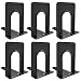 Bookends, Black Metal Nonskid Bookend Supports for Shelves Heavy Duty Books End, Office Book Stopper, 6 x 5 x 6 Inches, 6 Pieces (3 Pairs) (Black)