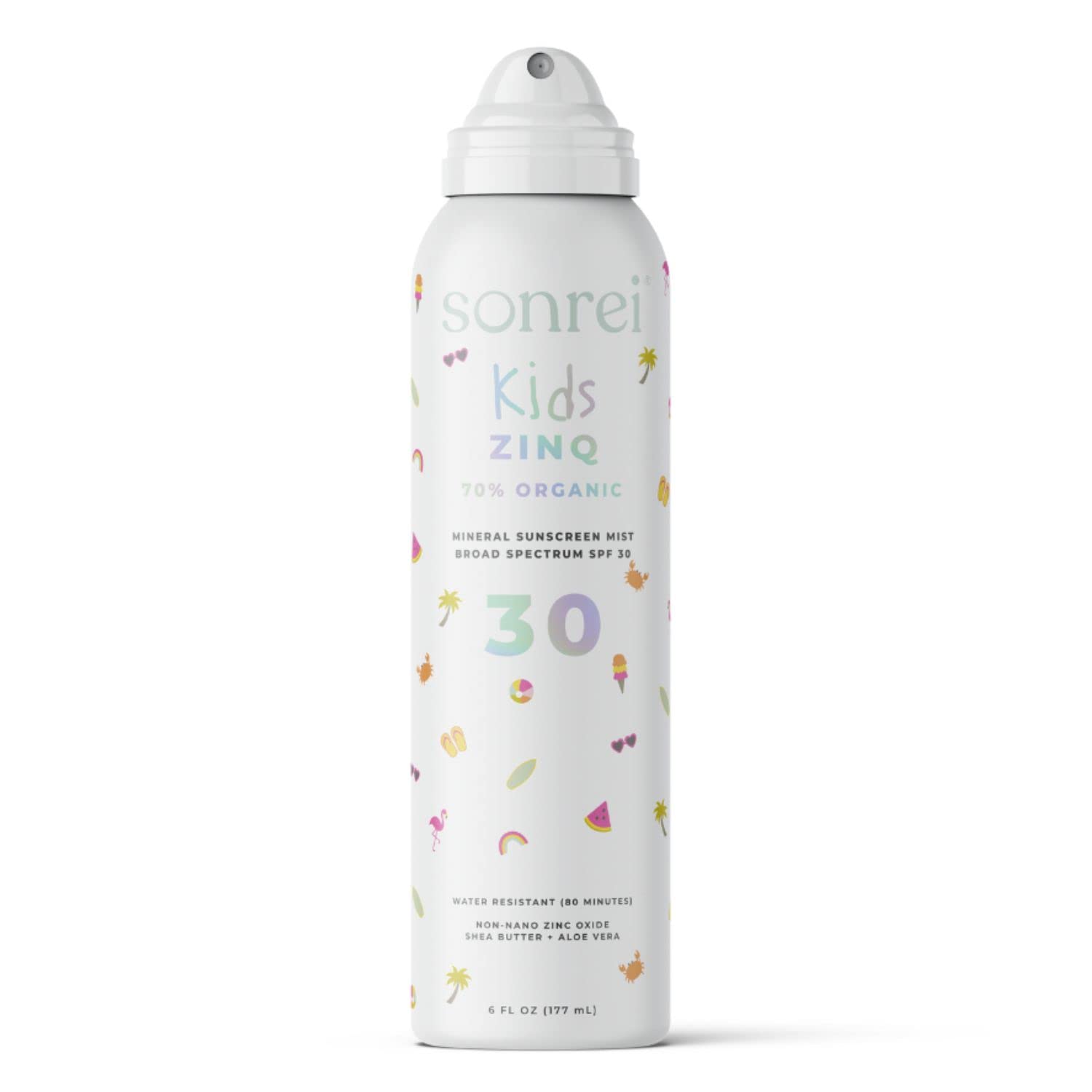 Sonrei Kids ZinQ™ Organic Mineral Mist Sunscreen | SPF 30, Broad Spectrum, Water-Resistant | Vegan, Eco-friendly (6 Fl Oz (Pack of 1))