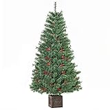 HOMCOM künstlicher Weihnachtsbaum 1,8 m Christbaum Tannenbaum mit Topf und Deko PVC Metall Grün 90 x 90 x 180 cm