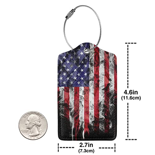 2 Pack American Flag Luggage Tags for Suitcases, Cool Leather Luggage Tag for Travel, Bag Tag Privacy Name ID Card Bag Labels for Friends Adults Kids Tourists4