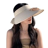 YPREWY Sonnenhut mit Streifenmuster, mit USB-Kühlventilator, atmungsaktiver Sonnenhut mit verstellbarer Größe für Outdoor-Enthusiasten, khaki, 5 5/8-6 1/8