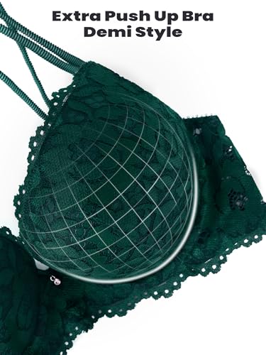 Image of Push Up Bras for Women Add 2 Cups Sexy Lace Cleavage Extra Padded Plunge Bra Underwire