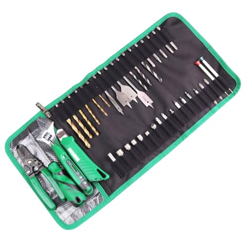 Tool Roll Bag with Transparent Zippered Mesh Pocket for Easy Storage and Drill Bit Screwdriver Bit Electrician Tool