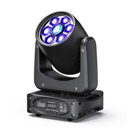 150W Moving Head LED DMX512 Bee-Eyes Stage Lights RGBW Partylight 3 Prisms 8 Gobos 8 Colors DJ Disco Light Strobe Function Spot Light for Bar Party Club Wedding Show