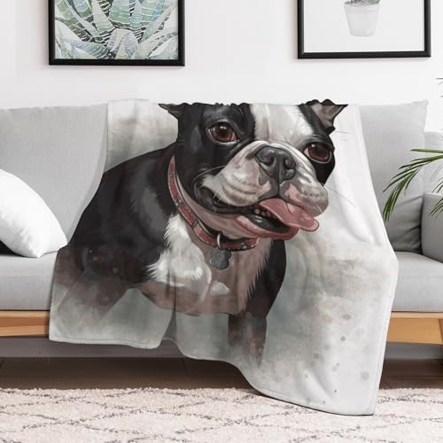 Couverture flanelle lit et voyage : plaid léger imprimé chien