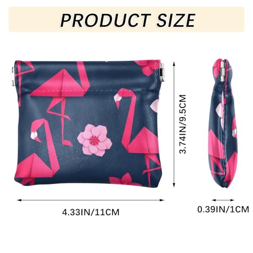 Flamingo Tropical Flowers Coin Purse Leather Pouch Change Purse, Squeeze Coin Pouch for Cards, Keys & Lipsticks, Unisex3