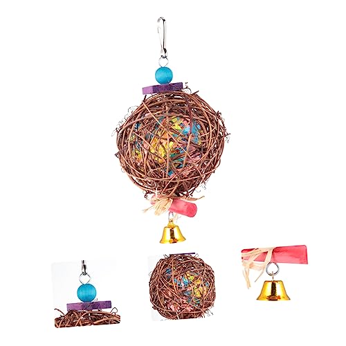 COLLBATH Parrot Swing Chewing Ball for Birds Durable Cage Mounted for Parakeets Cockatiels Lovebirds Promotes Chewing Nail Polishing Bird Cage Accessory
