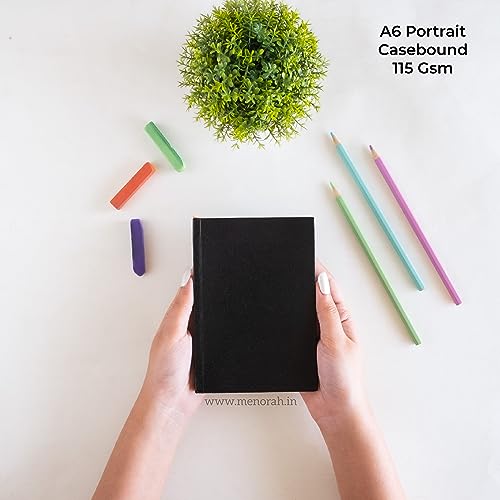 Image of MENORAH - Sketchbooks for Artists-A6-115 GSM- (Pack of 2 Combo)(160 Pages /80 Sheets)-Drawing Book for Artists-(Landscape 10.5 x 14.8 cm & Portrait 14.8 x 10.5 cm)-Completely Handmade -Black