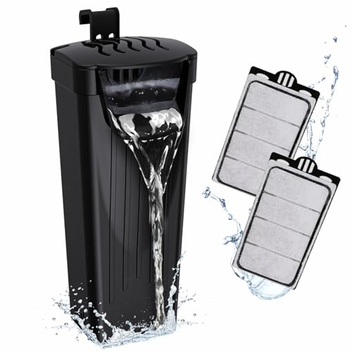 Image of GOZILLA Turtle Tank Filter 74GPH, Low Water Level Turtle Tank 3.5W Fish Tank Aquarium Filters for Small Tanks up to 15 Gallons Include 2 Replacement Cartridge.(Black)