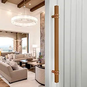 LAPO 36 Inch Square Stainless Steel Main Door Handle, Wooden & Glass Door Handle, Pull-Push Handles Home, Office, Hotel (Rose Gold-PVD Finish) Pack of 1 pcs