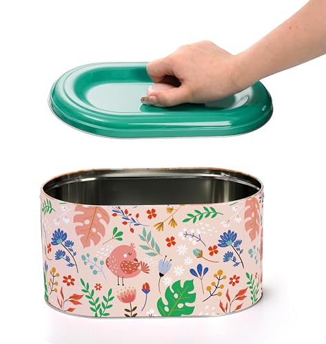 Coloch 2 Pack Tin Cookie Snack Jars with Lid, Metal Biscuit Storage Container Decorative Snack Tin Canister Countertop Tinplate Box for Cookie, Biscuit, Candy, Snack,Chocolate, 2 Sizes by Coloch - Image 3