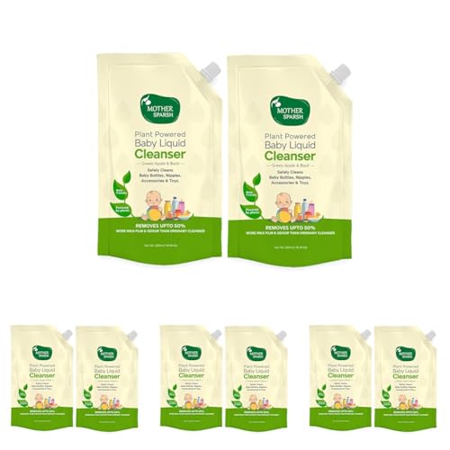 Image of Mother Sparsh Natural Baby Liquid Cleanser (Powered by Plants) Cleanser for Baby Bottles, Nipples, Accessories and Toys, Refill Pack (1L) (Pack of 4)