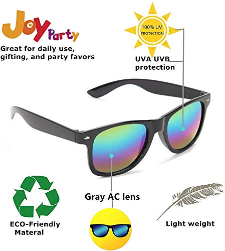 FSMILING 10 Pack 80s Party Sunglasses Bulk Neon Party Favors Glasses Retro Set for Men and Women, Mirror Mix a, 152mm - Image 3