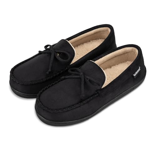 Image of isotoner Men's Slip-on Indoor /Outdoor Microsuede Memory Foam Comfort Moccasin Slippers