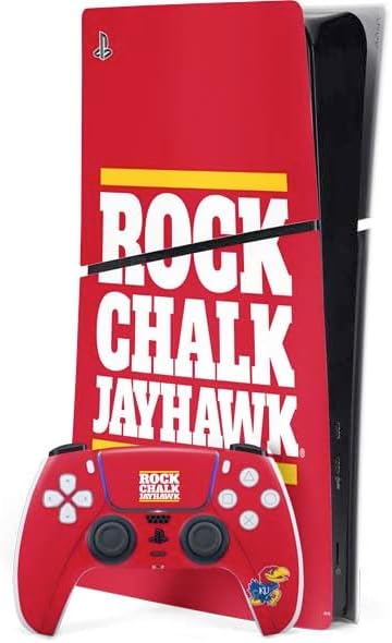 Skinit Decal Gaming Skin Compatible with PS5 Slim Digital Edition Bundle - Officially Licensed University of Kansas Jayhawks Mascot Outline Design