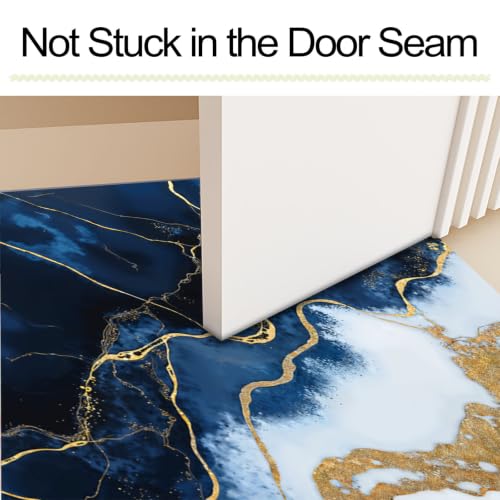 Tapis de Sol Marbre Bleu pour Entrée et Passage Intensif Facile à Nettoyer