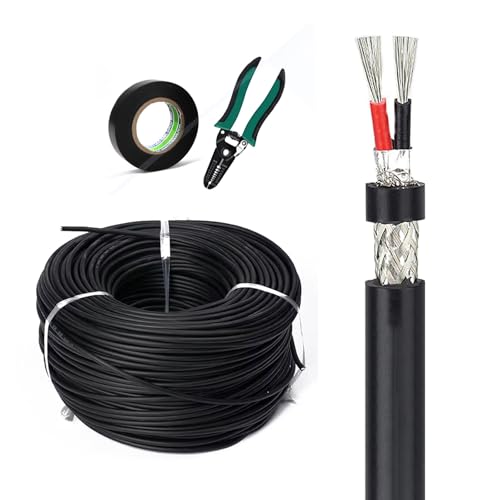 Câble blindé UL2464 18AWG 2 conducteurs en cuivre étamé 320FT fil noir gaine PVC 300V