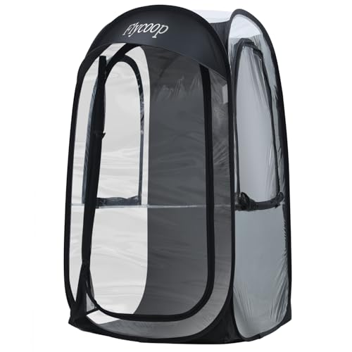 Sports Tent Pop Up Shelter: Flycoop 38.2' L x 38.2' W x 63' H Weather Sports Pod for 1 Person Shelter in Winter Portable Camping Tents Outdoor Cold Weather Screen Bubble House Pod Shade Tent (Black)