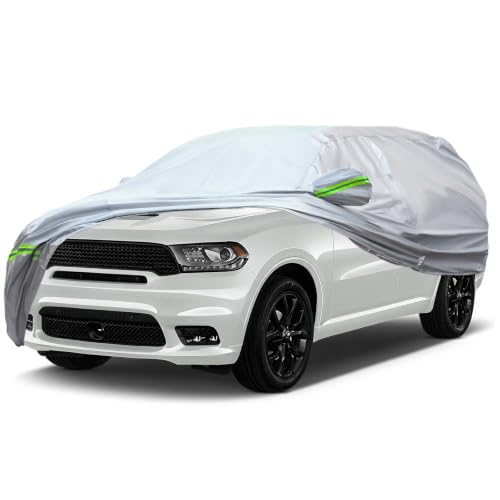Image of AUQDD 6-Layers Premium SUV Car Cover Waterproof All Weather Weatherproof UV Sun Protection Snow Dust Storm Resistant Outdoor Exterior Custom Form-Fit Full Padded Car Cover with Straps 198 inch-208 inch K9